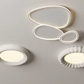 Illuminated Ceiling Lights Different Designs Round Three Irregular Shapes Wavy Edge On Light Wall 3d model