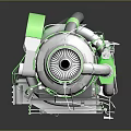 Industrial Equipment With Silver Metallic Structure Green Components Pipes And Connecting Wires