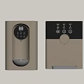 Modern Beige And Black Kitchen Appliances With Digital Display Buttons And Knob