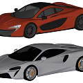 Red and Silver Two Door Sports Cars With Sleek Design And Alloy Wheels