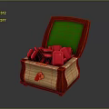Open Wooden Chest With Green Lining Yellow Clasp And Red Daily Necessities