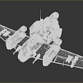 Red and Gray Fighter Jet With Multiple Engines Detailed Wings and Cockpit Design