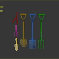 spade shovel farm tools fork tip shovel engineer shovel tools hardware tools 3d model