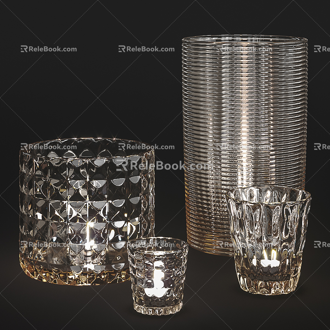 Modern Candle Holder Glass Candlestick Lamp 3d model