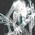 Mythical Antlered Creature With Red Eyes Lanky Figure Tattered Cloth And Twisted Branches Holding Sword