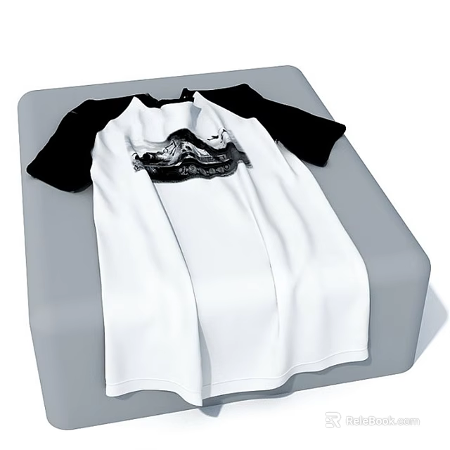 Stylish White and Black Casual T shirt With Unique Pattern for Daily Wear 3d model 
