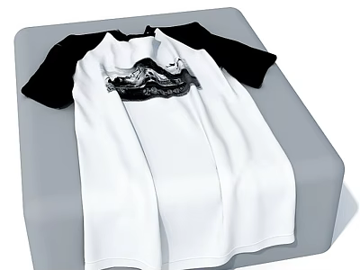 Stylish White and Black Casual T shirt With Unique Pattern for Daily Wear 3d model