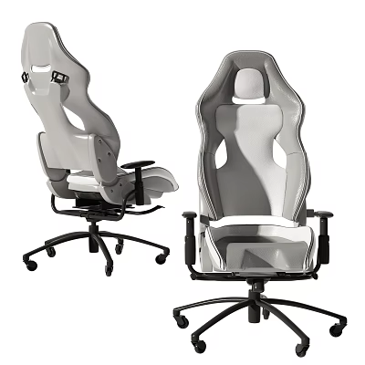 White Ergonomic Office Chair With Adjustable Armrests And Swivel Wheels 3d model