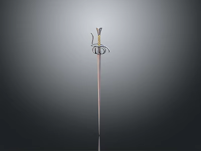 Decorative Sword With Curved Crossguard And Slender Blade On Dark Background 3d model