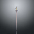 Decorative Sword With Curved Crossguard And Slender Blade On Dark Background