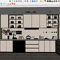 Modern Kitchen Interior With White Cabinets Glass Door Upper Cabinets Marble Countertop And Natural Light