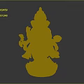 Intricate Ganesha Statue With Multiple Arms Holding Items And Decorative Pedestal Carvings