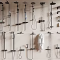 Modern Black Shower Systems With Wall Mounted Handheld And Rainfall Heads 3d model