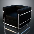 Modern Black Leather Upholstered Chair With Sleek Metal Frame And Square Design