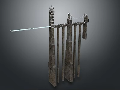 Ancient Building Model With Tall Stone Columns Decorative Tops And Horizontal Beam 3d model