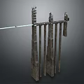 Ancient Building Model With Tall Stone Columns Decorative Tops And Horizontal Beam