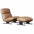 Modern Leather Leisure Chair With Ottoman In Green Brown And Beige Colors