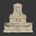 Scenic View Of Classical Stone Fountain With Intricate Carvings And Tiered Base Structure