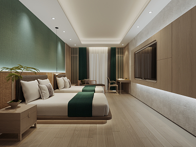 New Chinese Room Hotel Double Room 3d model