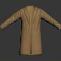 Brown Long Double Breasted Coat With Classic Design And Smooth Texture 3d model