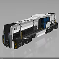 Modern E25 Locomotive white black exterior with blue windows sleek industrial 3D model design