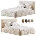 Modern Minimalist Double Bed With Pleated Headboard And Multiple Color Options