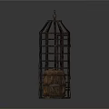 Vintage Household Supplies With Metal Birdcage Wooden Barrels And Small Decorative Lantern