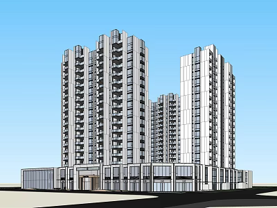 Modern High Rise Residential Buildings With Contemporary Exterior Design And Balcony Features 3d model