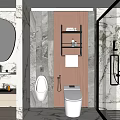 Modern Luxury Bathroom With Marble Walls Backlit Mirror And Glass Shower Enclosure