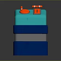Colorful Stacked Container Structure With Blue Light Blue Gray White Layers And Red Top Details