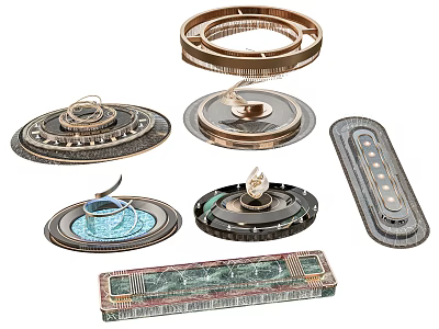 Water Fountain Various Decorative Designs With Metal Structures And Different Shapes 3d model