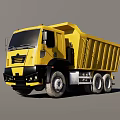 Two Yellow Heavy Duty Dump Trucks Road And Mining Types With Large Tires