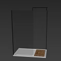 Glass Shower Enclosure With White Base And Wooden Mat