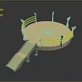 Scenic Circular Landscape Viewing Platform With Yellow Railings And Wooden Staircase
