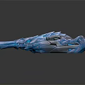 Ice Blue Crystal Dragon Shaped Weapon With Sharp Edges And Glossy Surface 3d model