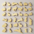 Golden Rabbit Wall Decor with Various Poses and Shapes on White Background