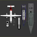 Detailed Scale Transportation Models Including Airplane And Various Boat Types 3d model