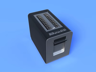 Modern Black Kitchen Toaster Appliance With Multiple Slots And Compact Design 3d model