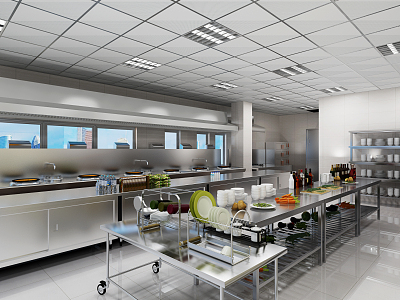 Modern Back Kitchen Hotel Central Kitchen Back Kitchen 3d model