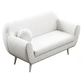 Light Gray Fluffy Sofa With Curved Armrests Wooden Legs And Modern Cozy Design