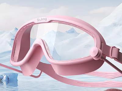 Sung Pink Swim Goggles With Transparent Lenses And Iceberg Water Background 3d model
