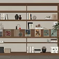 Modern Middle Ancient Bookshelf Bookcase Antique Shelf Book Ornaments Decorative Cabinet 3d model