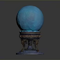 Blue Spherical Decorative Home Item With Carved Ornate Base For Living Room