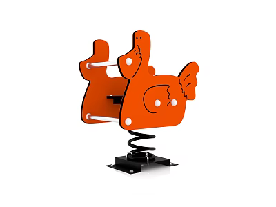 Orange Chicken Shaped Playground Spring Rider With Stable Base For Kids 3d model