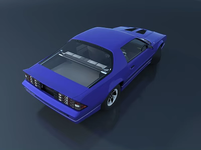 Blue Two Door Sports Car Rear View Featuring Sleek Body Lines Shiny Wheels Modern Taillights 3d model