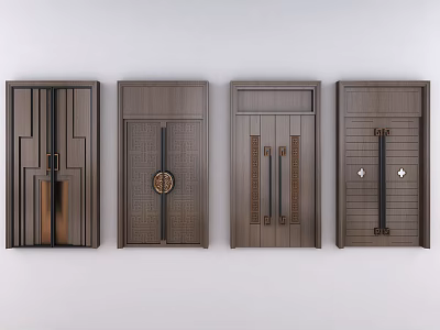 New Chinese Double Door 3d model