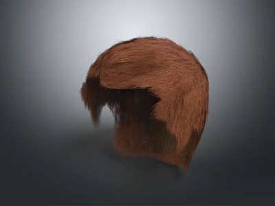 Human Head Organ With Brown Hair Structure And Texture In 3d model