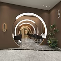 Modern Hair Salon Interior Design With Arched Mirrors Styling Chairs And Shiny Marble Floor