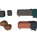 Modern sofa stool sofa stool combination 3d model