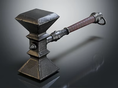 Sturdy Metal Hardware Tool Hammer with Leather Handle and Durable Construction Design for DIY Projects 3d model